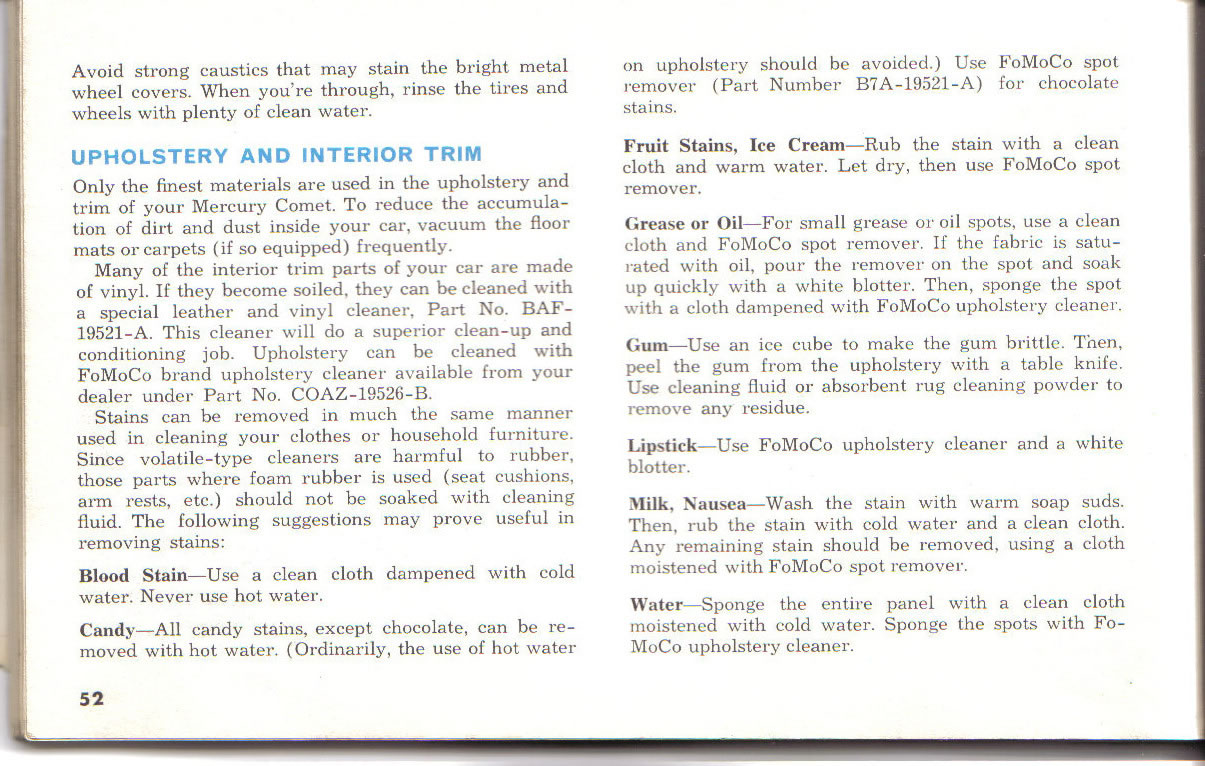 1963 Mercury Comet Owners Manual Page 12
